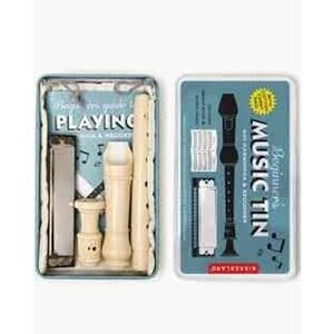 Beginner's Music Tin Kikkerland Harmonica & Recorder & Music Sheet New